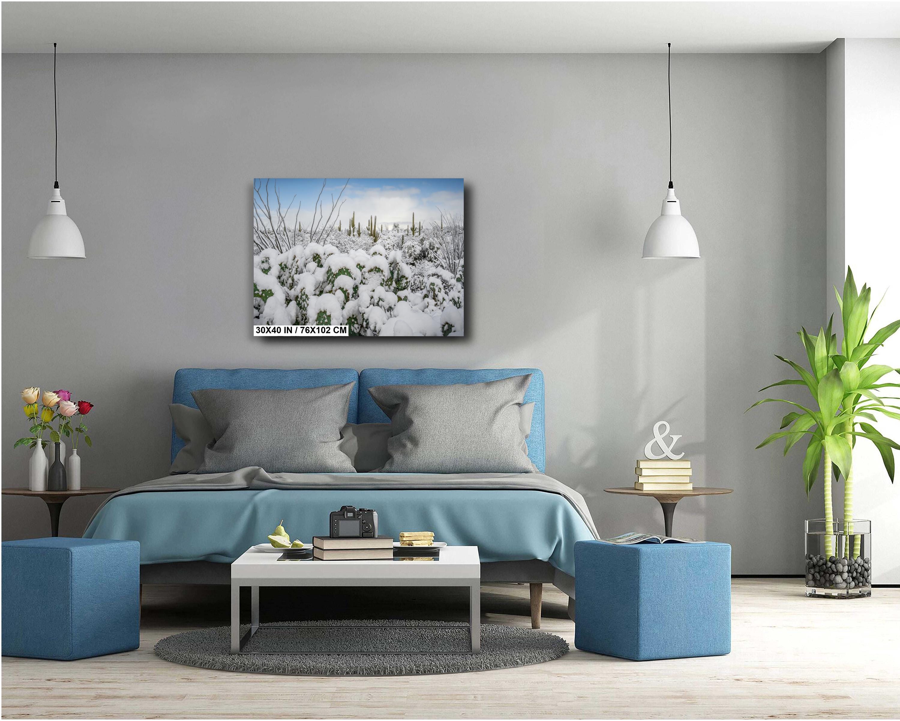 Saguaro National Park Winter Snow Print: Desert Cacti Wall Art