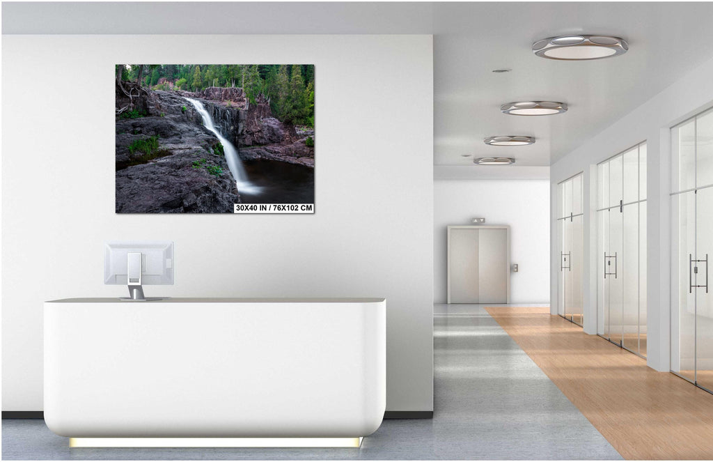Gooseberry Falls State Park Poster Lower Falls Watercolor-Stylized Photography Print Wall Art, Minnesota Nature Decor, Canvas Metal Acrylic
