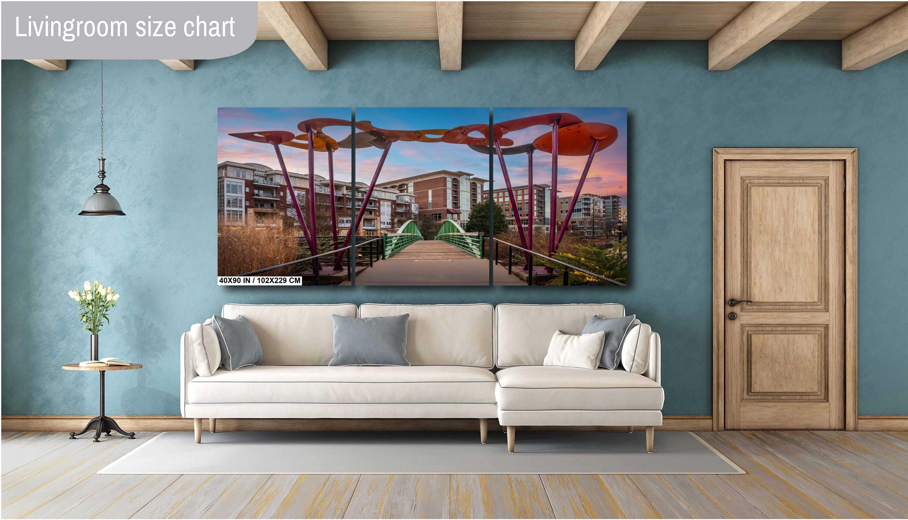 Greenville’s Liberty Pedestrian Bridge: Falls Park Greenville South Carolina Print Wall Art Photography Aluminum/Acrylic/Metal/Canvas