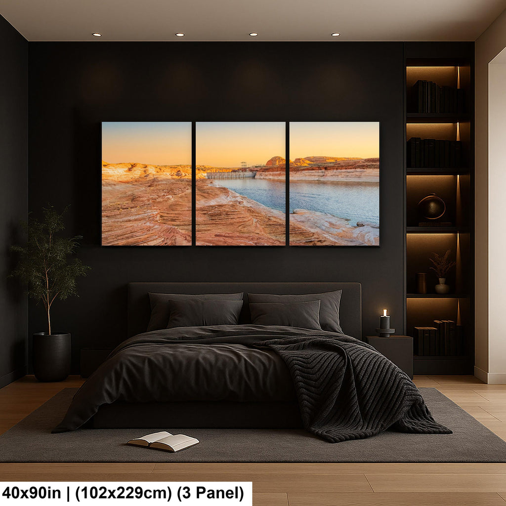 Glen Canyon Dam Lake Powell Golden Hour Print, Arizona Southwest Landscape Wall Art