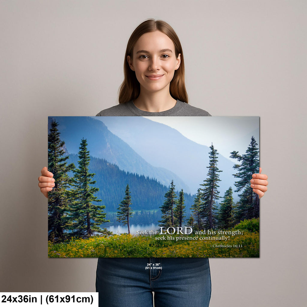 Christian Wall Art | Seek the Lord Art – Misty Mountain Photography Canvas & Scripture Print
