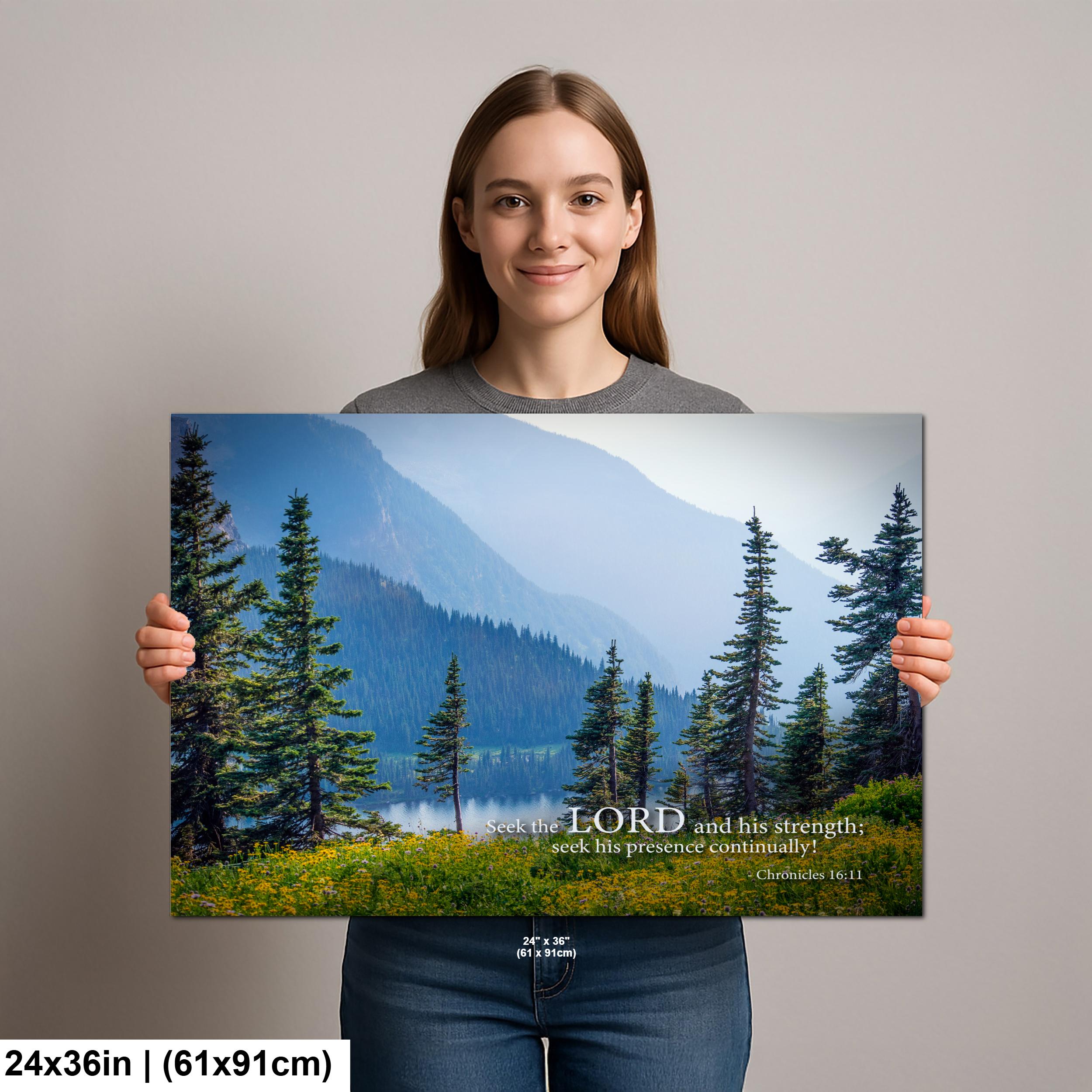 Christian Wall Art | Seek the Lord Art – Misty Mountain Photography Canvas & Scripture Print