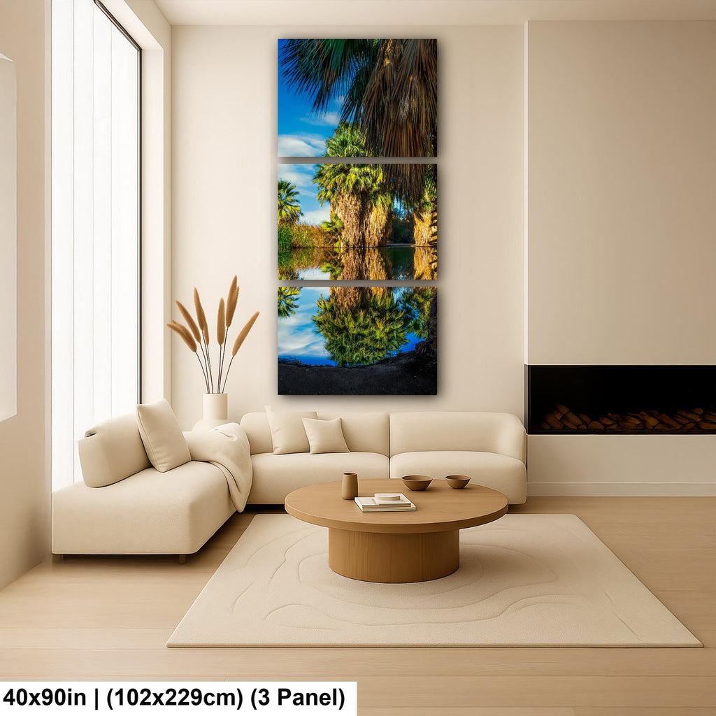 Oasis Reflections at California Hot Springs Palm Desert Photography Print, Desert Landscape Wall Art, Palm Tree Decor