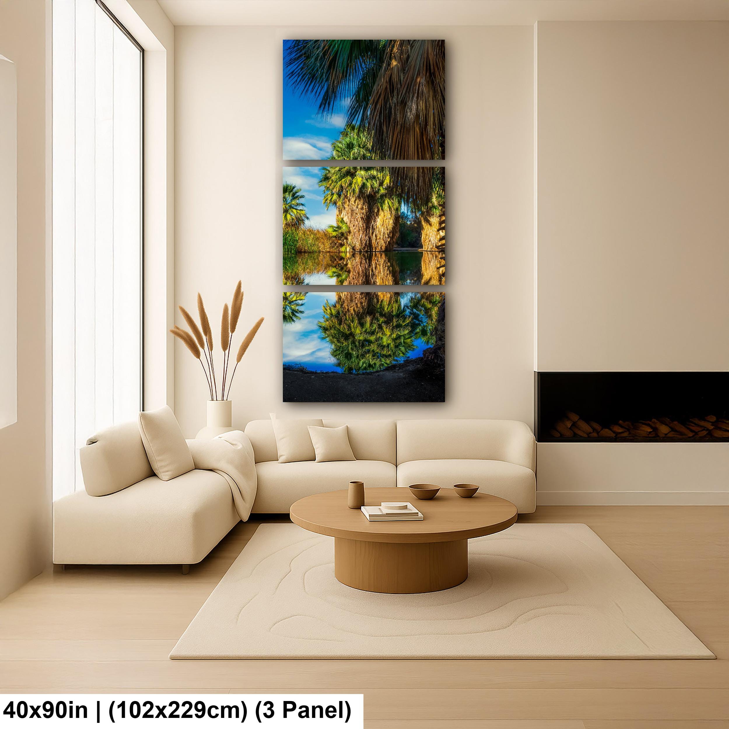 Oasis Reflections at California Hot Springs Palm Desert Photography Print, Desert Landscape Wall Art, Palm Tree Decor