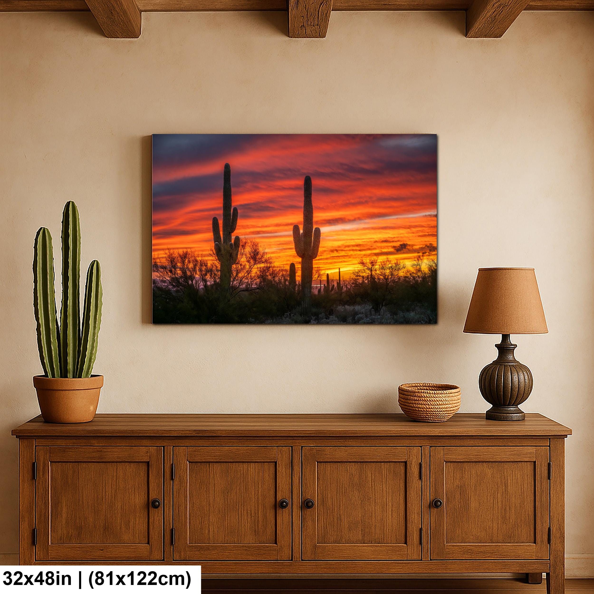 Arizona Sunset Saguaro Cactus Photography Print: Gold Canyon Landscape
