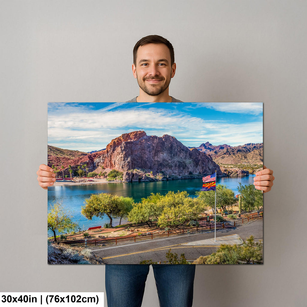 Colorado River at Parker Arizona Photography Print, Quartzsite Desert Landscape, Arizona Flag, Mountain Lake Wall Art