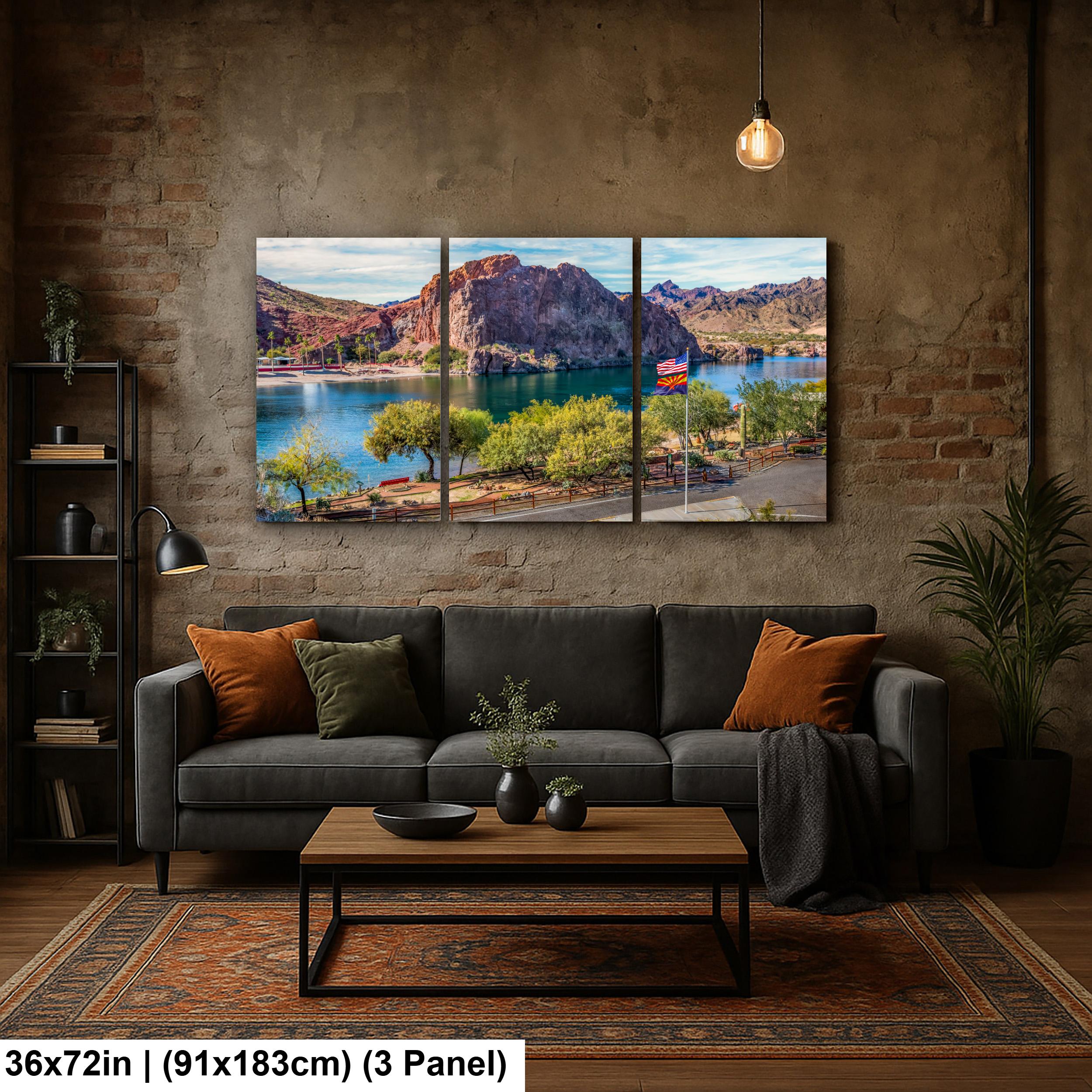 Colorado River at Parker Arizona Photography Print, Quartzsite Desert Landscape, Arizona Flag, Mountain Lake Wall Art