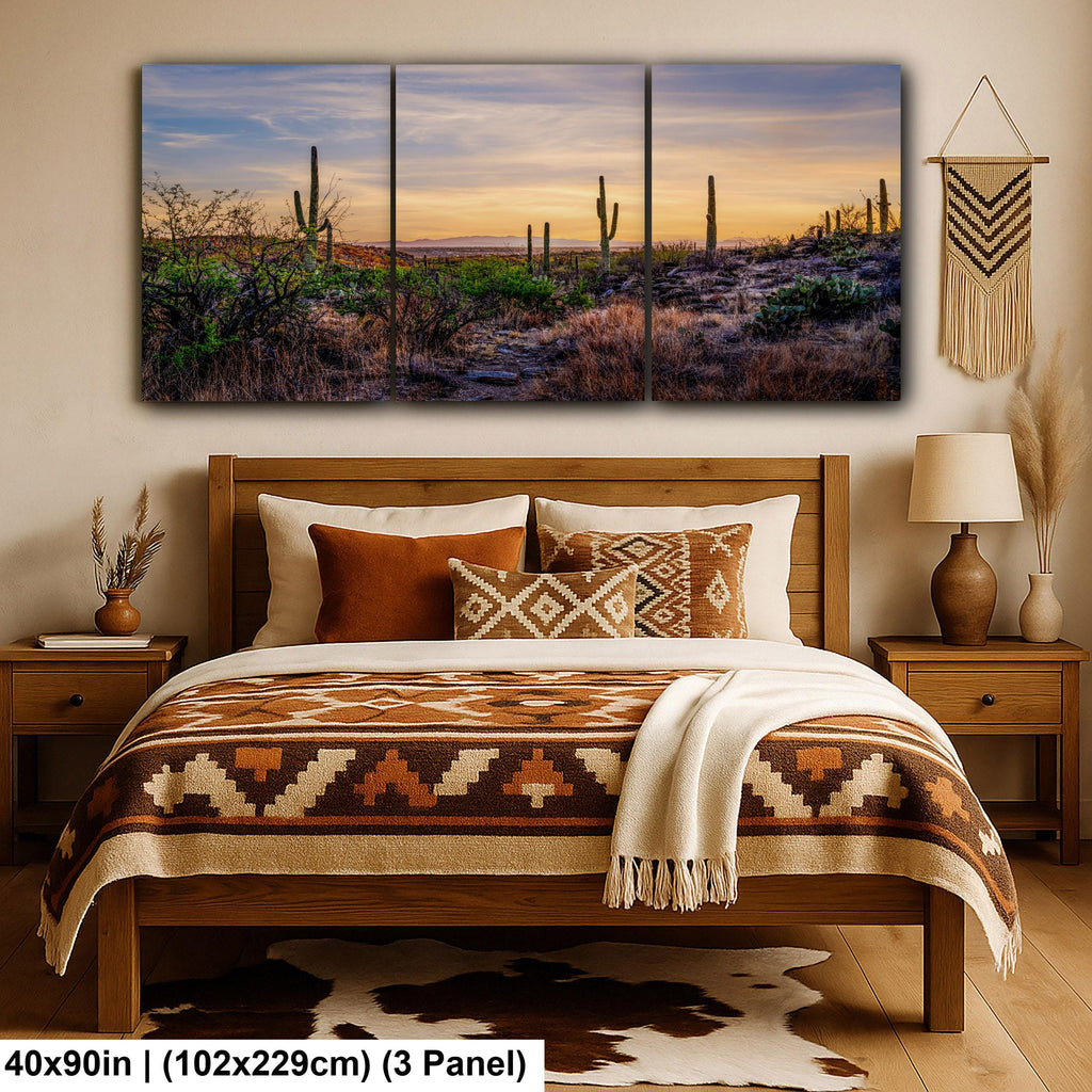 Sonoran Desert Valley Sunset with Saguaros - Saguaro National Park East Tucson Photography Print