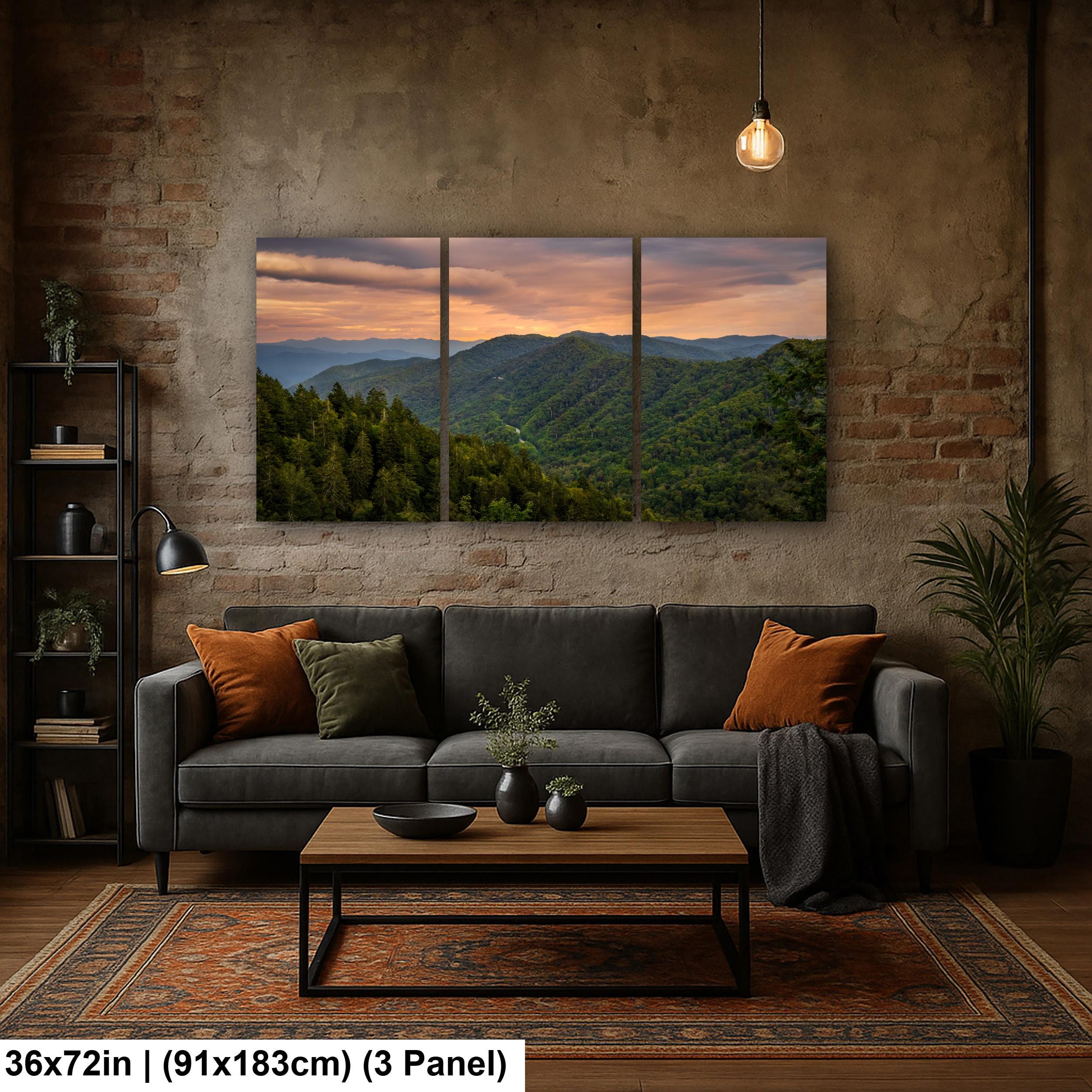 Great Smoky Mountains Golden Sunset Photography Print, Tennessee North Carolina Border, Layered Blue Ridge Wall Art