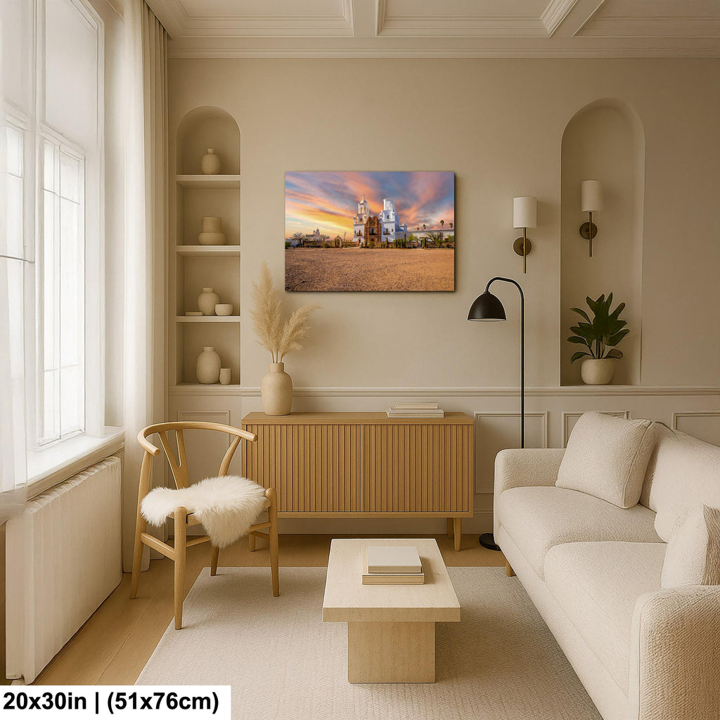 San Xavier Mission Sunset: Tucson Arizona Photography Wall Art