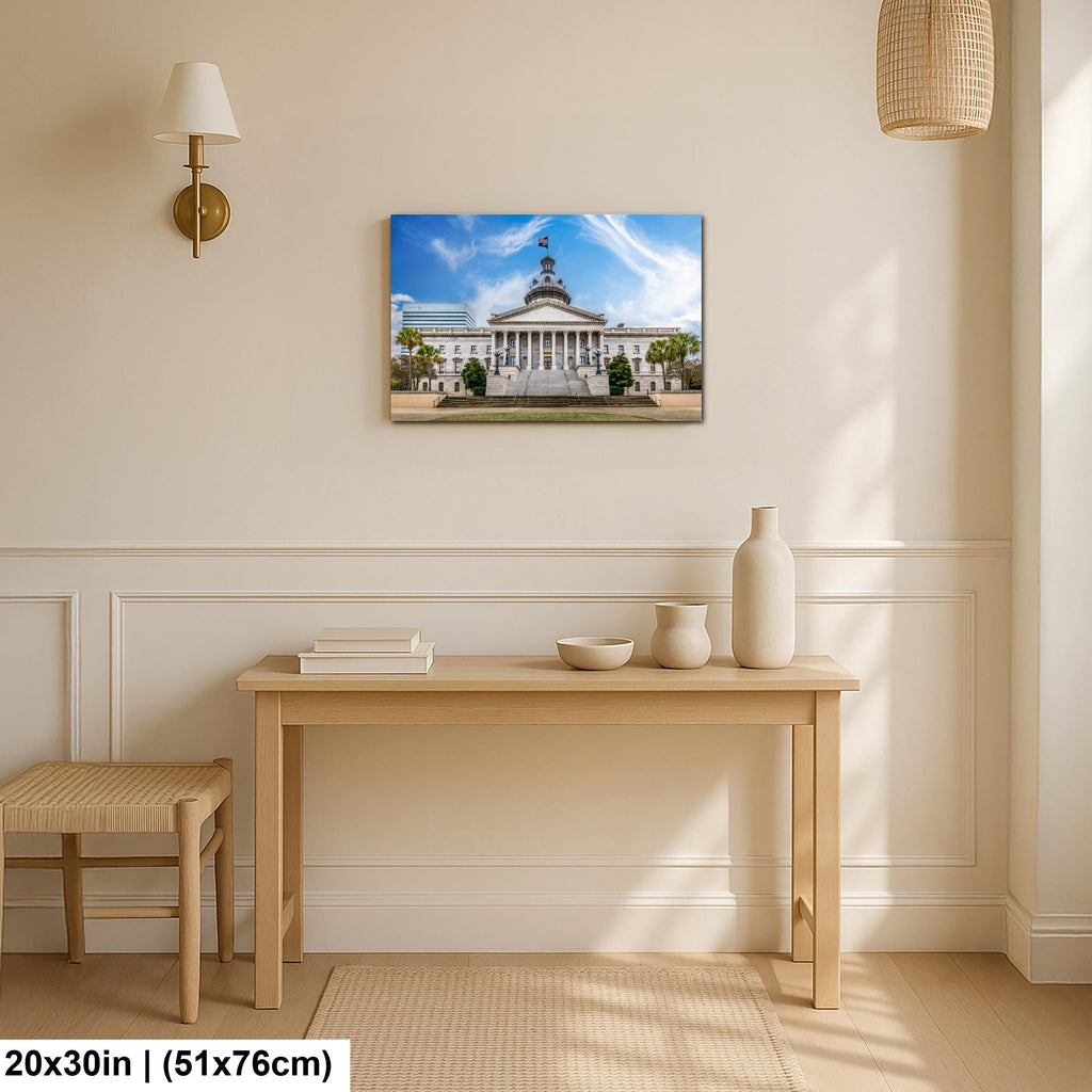 South Carolina State House Under Blue Sky, Columbia South Carolina Photography Print