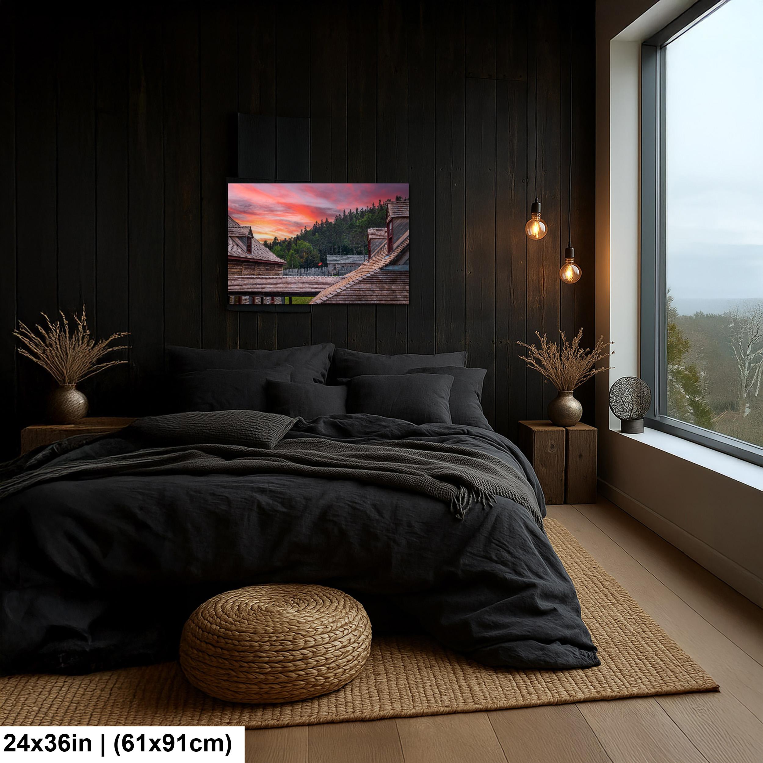 Grand Portage Historic Fort at Sunset Photography Print, Grand Marais Minnesota Wall Art, Rustic Cabin Decor