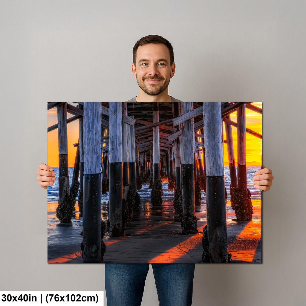 Beneath the Pier: Newport Beach California Sunset Photography Wall Art