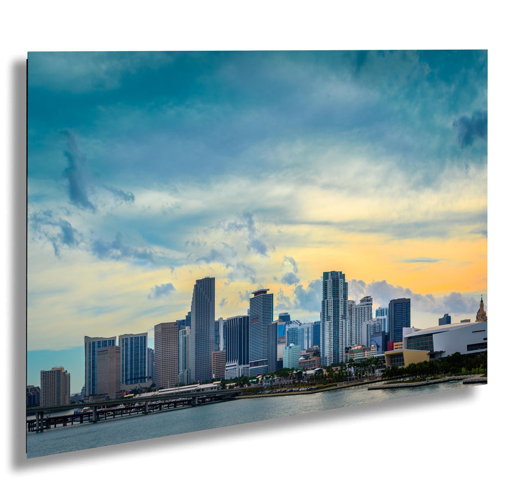 Miami Skyline Print - Biscayne Bay Panorama | Urban Photography Print, Coastal Living Room Art