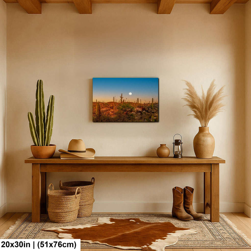 Full Moon Over Saguaro National Park East Photography Print, Tucson Arizona Desert Landscape, Southwest Wall Art