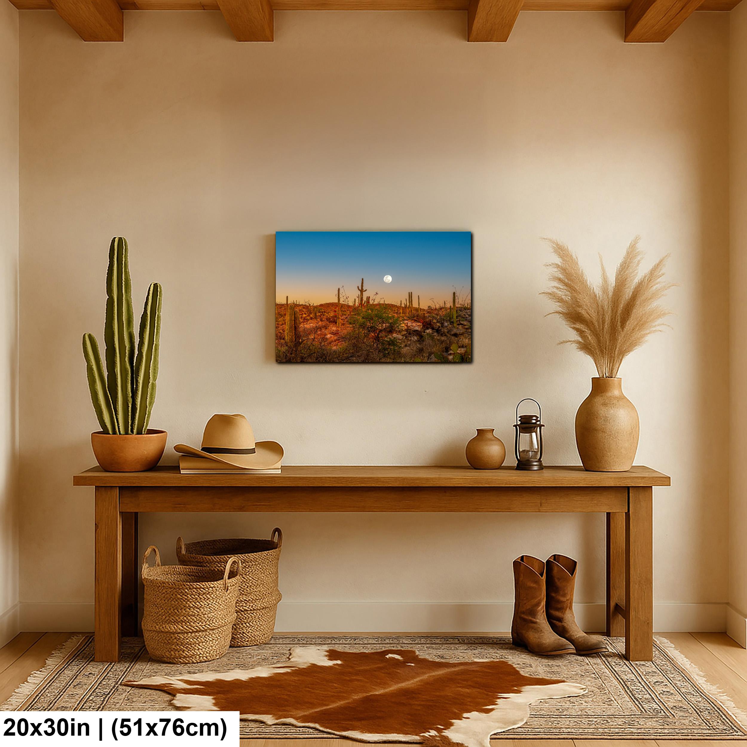 Full Moon Over Saguaro National Park East Photography Print, Tucson Arizona Desert Landscape, Southwest Wall Art