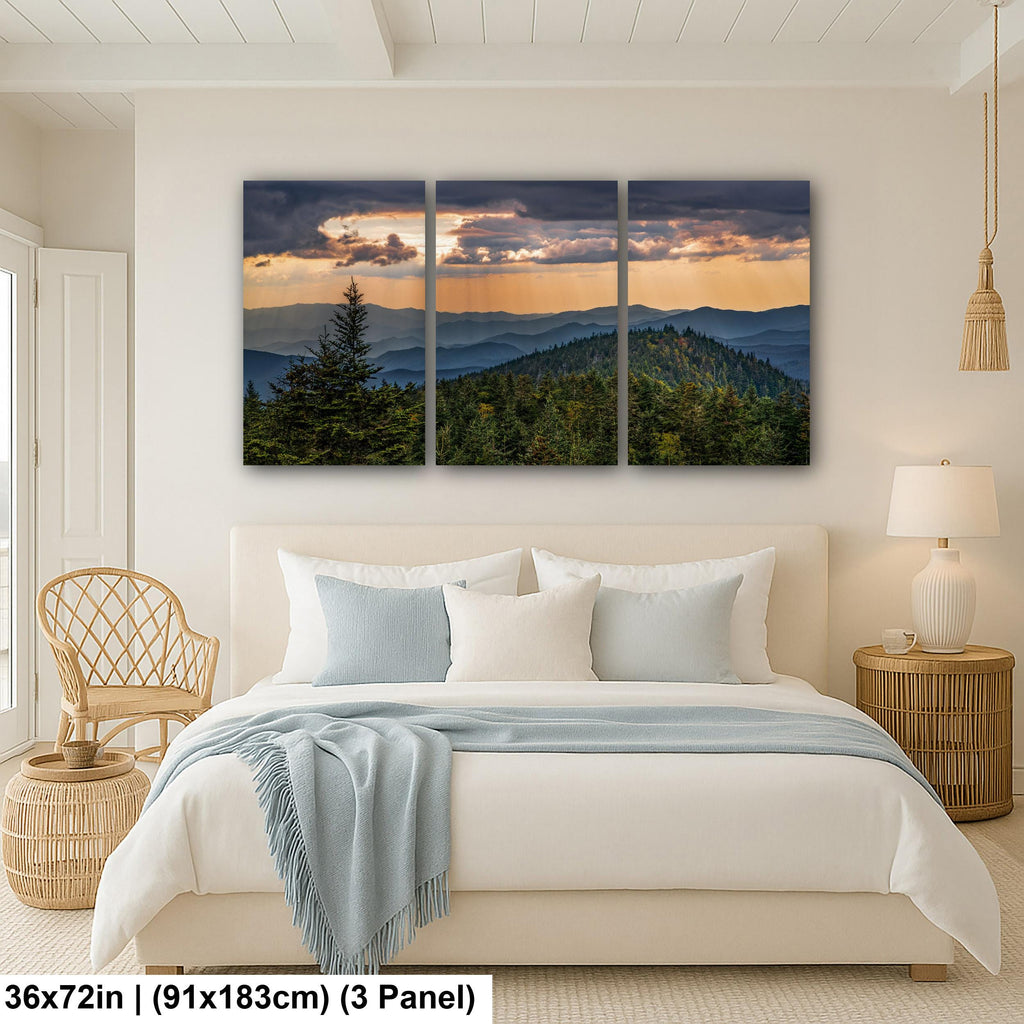 Mountain Sunbeams: Great Smoky Mountains Tennessee Landscape Photo Wall Art
