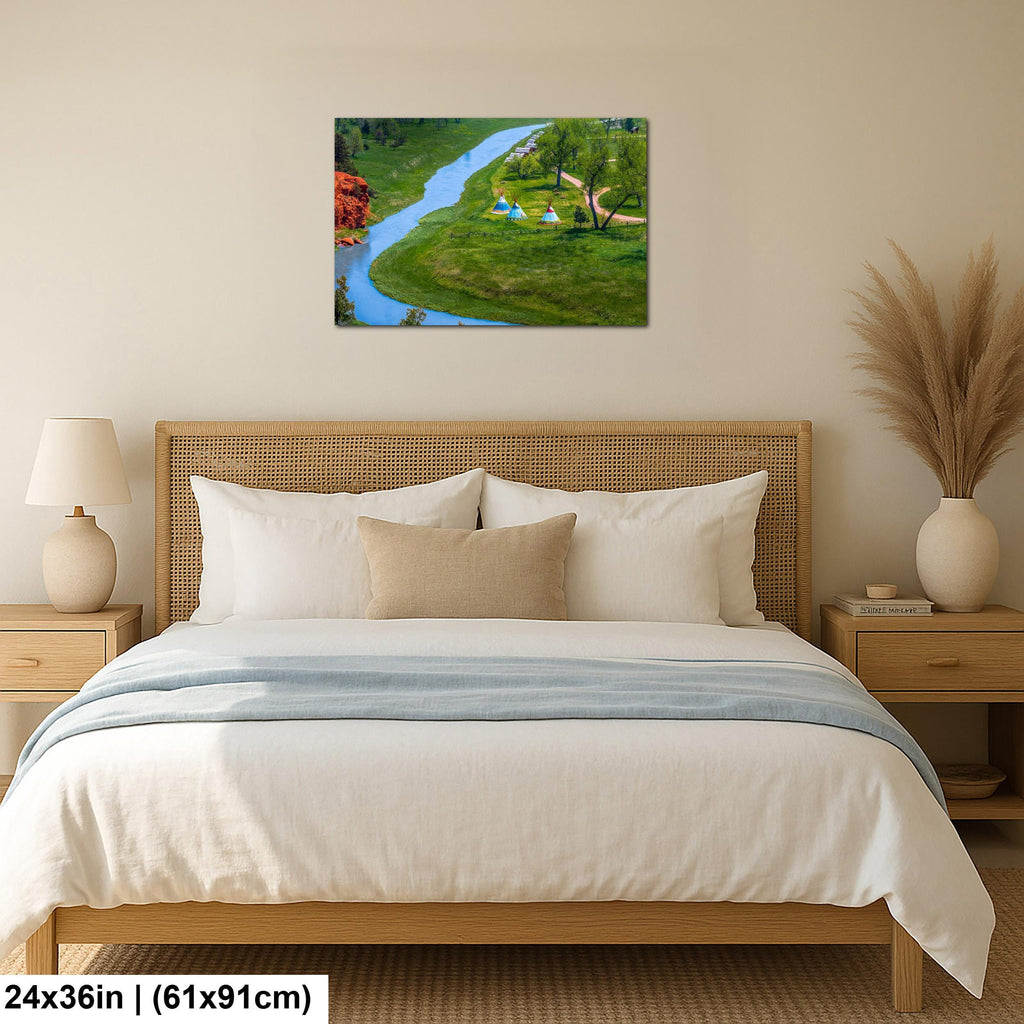 Painted Prairie: Tipis Along Red Cliffs Wyoming Photography Wall Art