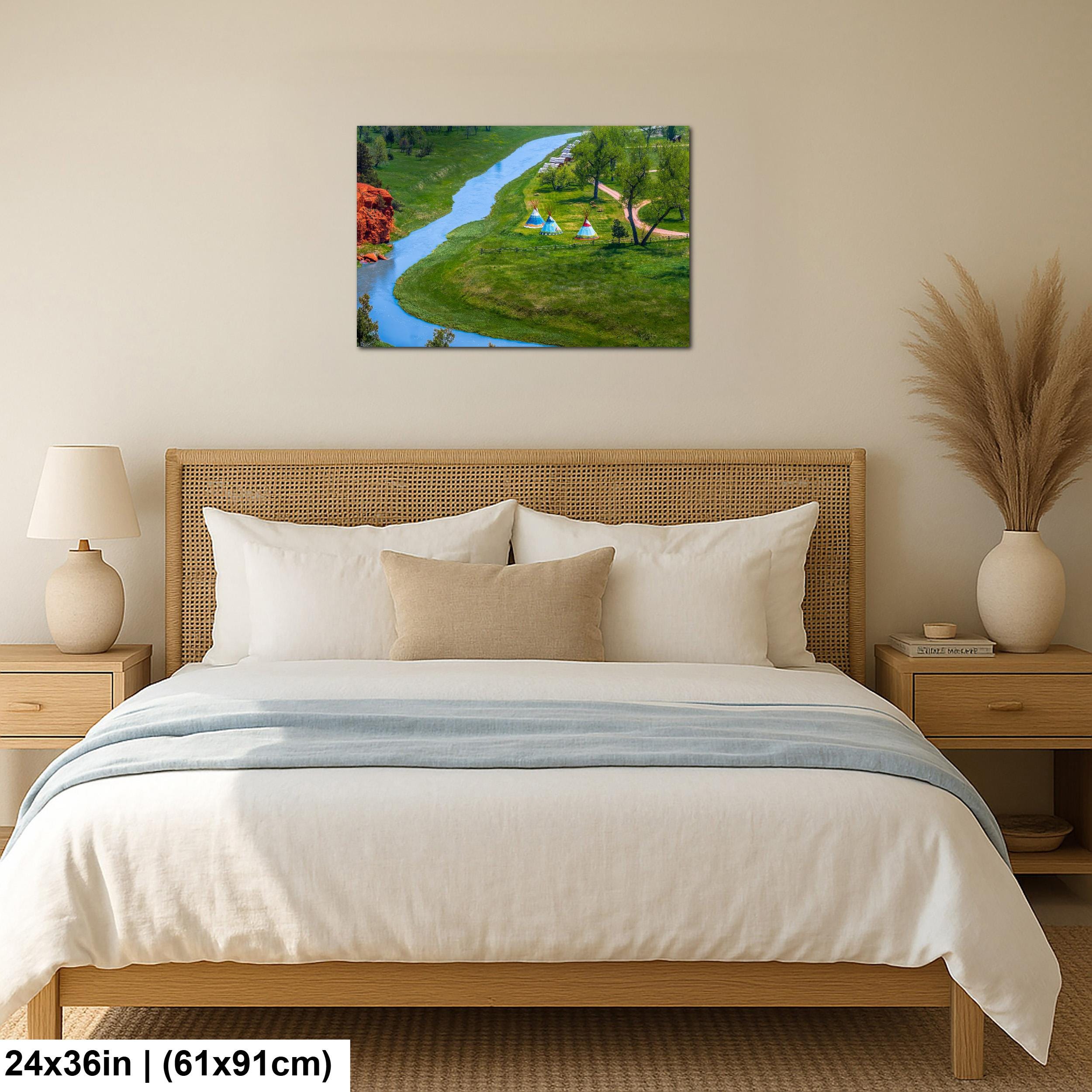 Painted Prairie: Tipis Along Red Cliffs Wyoming Photography Wall Art