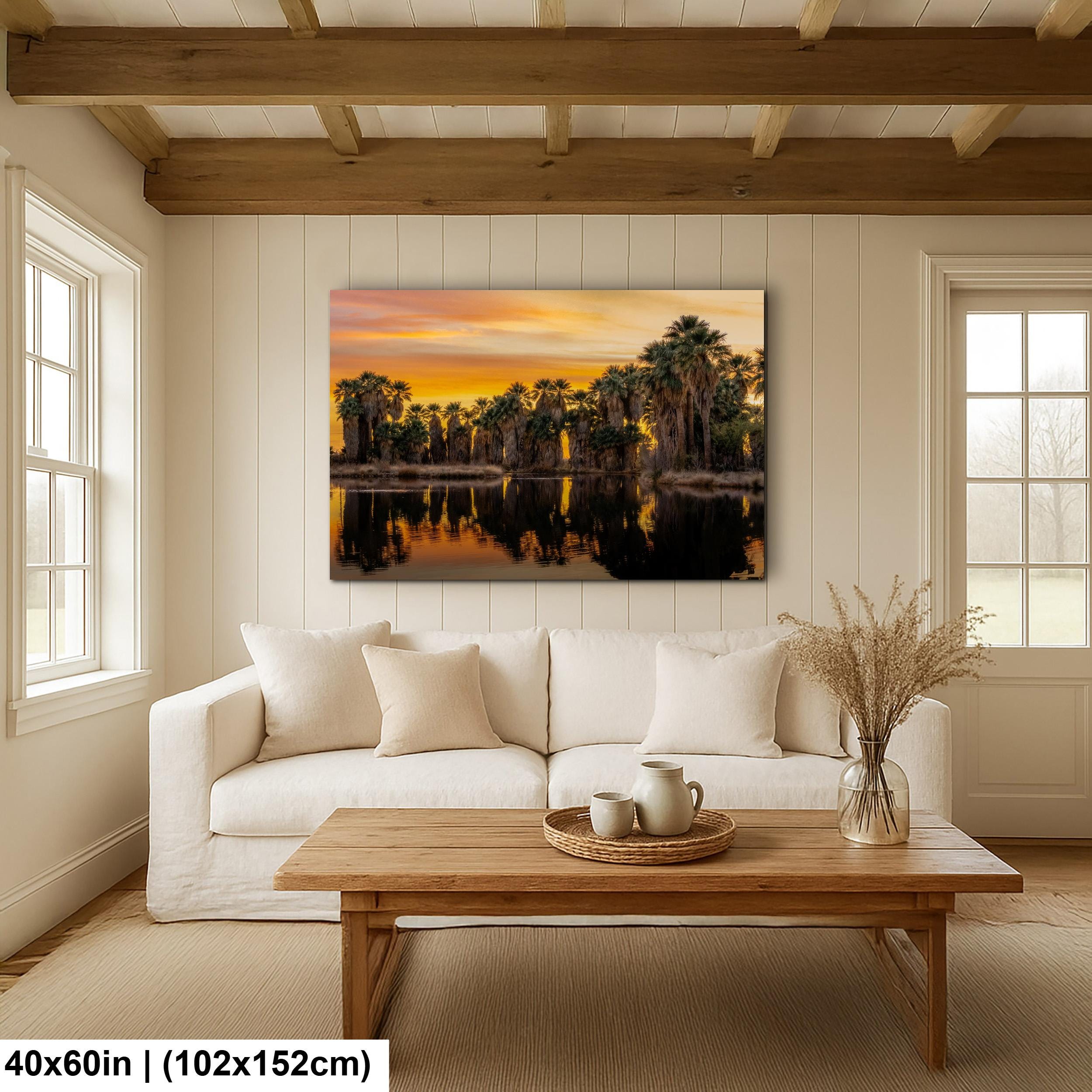 Agua Caliente Palm Grove Sunset Reflection - Tucson Arizona Photography Print