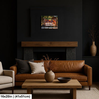 North Rim Visitor Center Sign, Grand Canyon National Park Arizona, Photography Print Wall Art