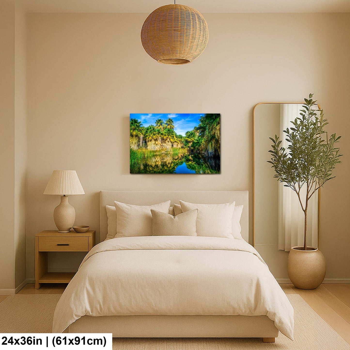 Palm Oasis Reflection Photography Print, Coachella Valley Preserve California, Desert Water Nature Wall Art