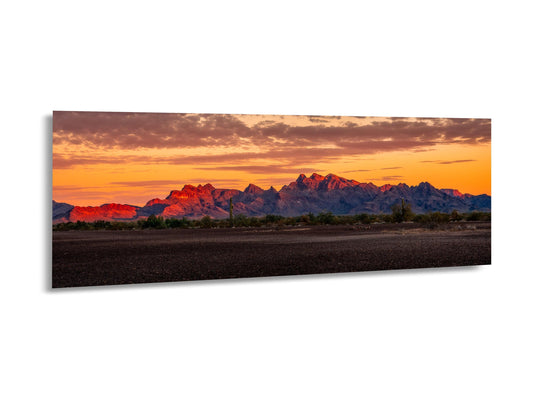 Fiery Mountain Sunset, Quartzsite Arizona Photography Print, Desert Landscape Wall Art, Southwest Nature Decor