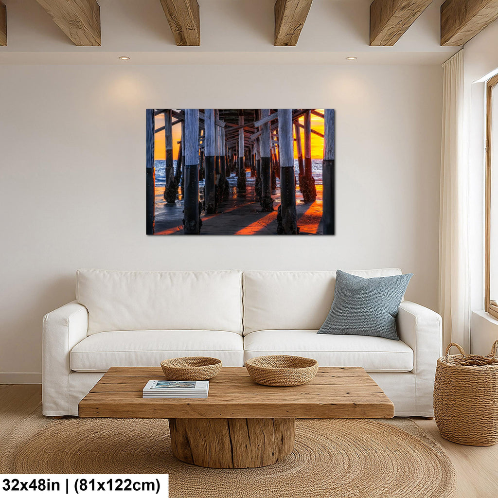 Beneath the Pier: Newport Beach California Sunset Photography Wall Art
