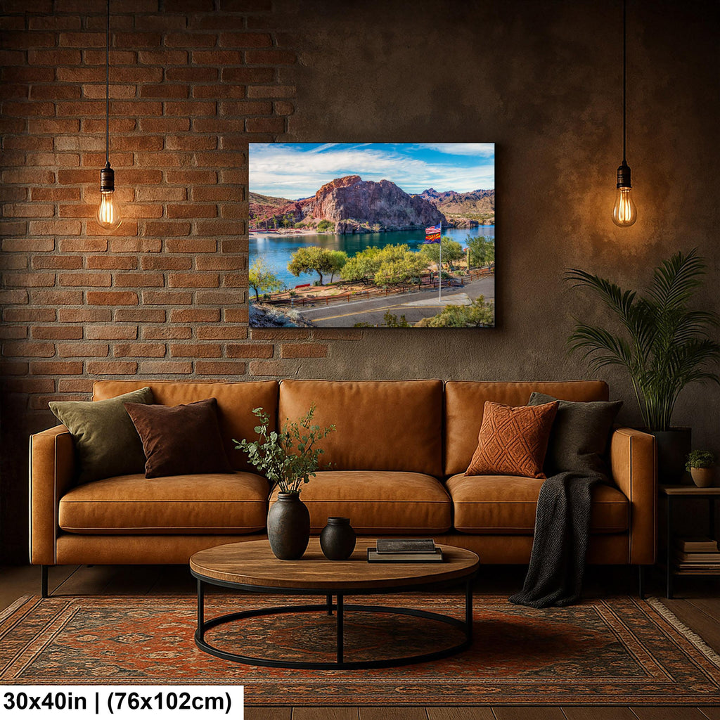 Colorado River at Parker Arizona Photography Print, Quartzsite Desert Landscape, Arizona Flag, Mountain Lake Wall Art