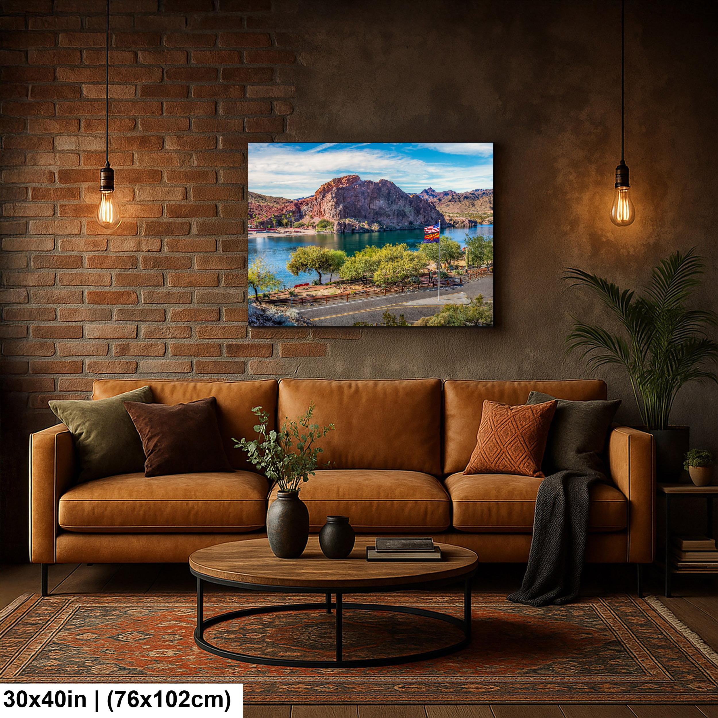 Colorado River at Parker Arizona Photography Print, Quartzsite Desert Landscape, Arizona Flag, Mountain Lake Wall Art