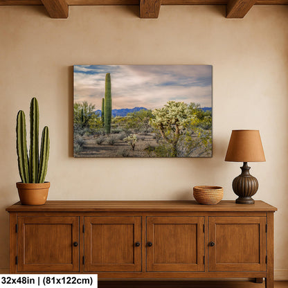 Saguaro and Cholla Desert Landscape, Tucson Arizona Photography Print, Southwest Wall Art, Sonoran Desert Decor