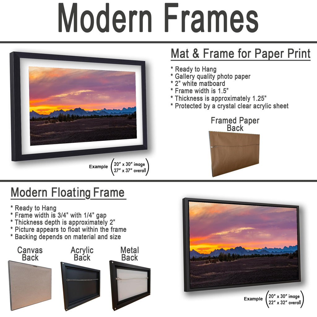 Quartzsite Arizona Sunset Panorama Photography Print, Sonoran Desert Mountain Wall Art