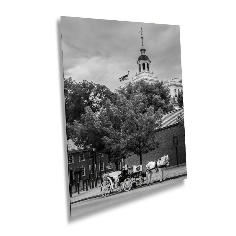Chariot of Liberty: Independence Hall’s Timeless Companion Independence Hall Philadelphia  Print Wall Art Photography Aluminum/Metal/Canvas