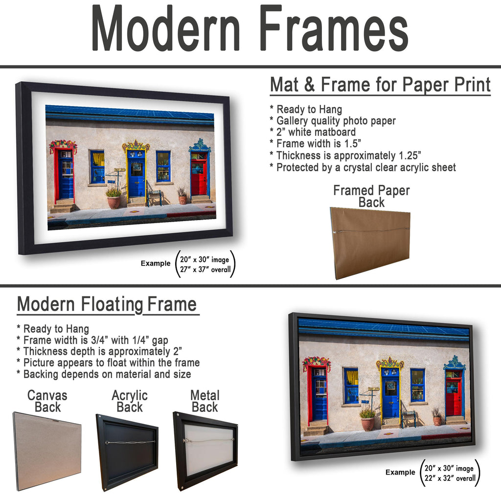 Tucson Arizona - Colorful Adobe Shopfront With Blue and Red Doors, Photography Print Wall Art