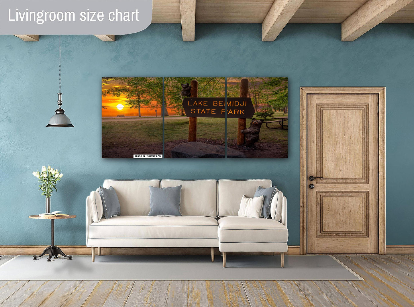 Lake Bemidji State Park Sign at Sunset Wall Art Print Aluminum/Acrylic/Metal/Canvas Forest Photography Hanging Home Decor Historic Landmark