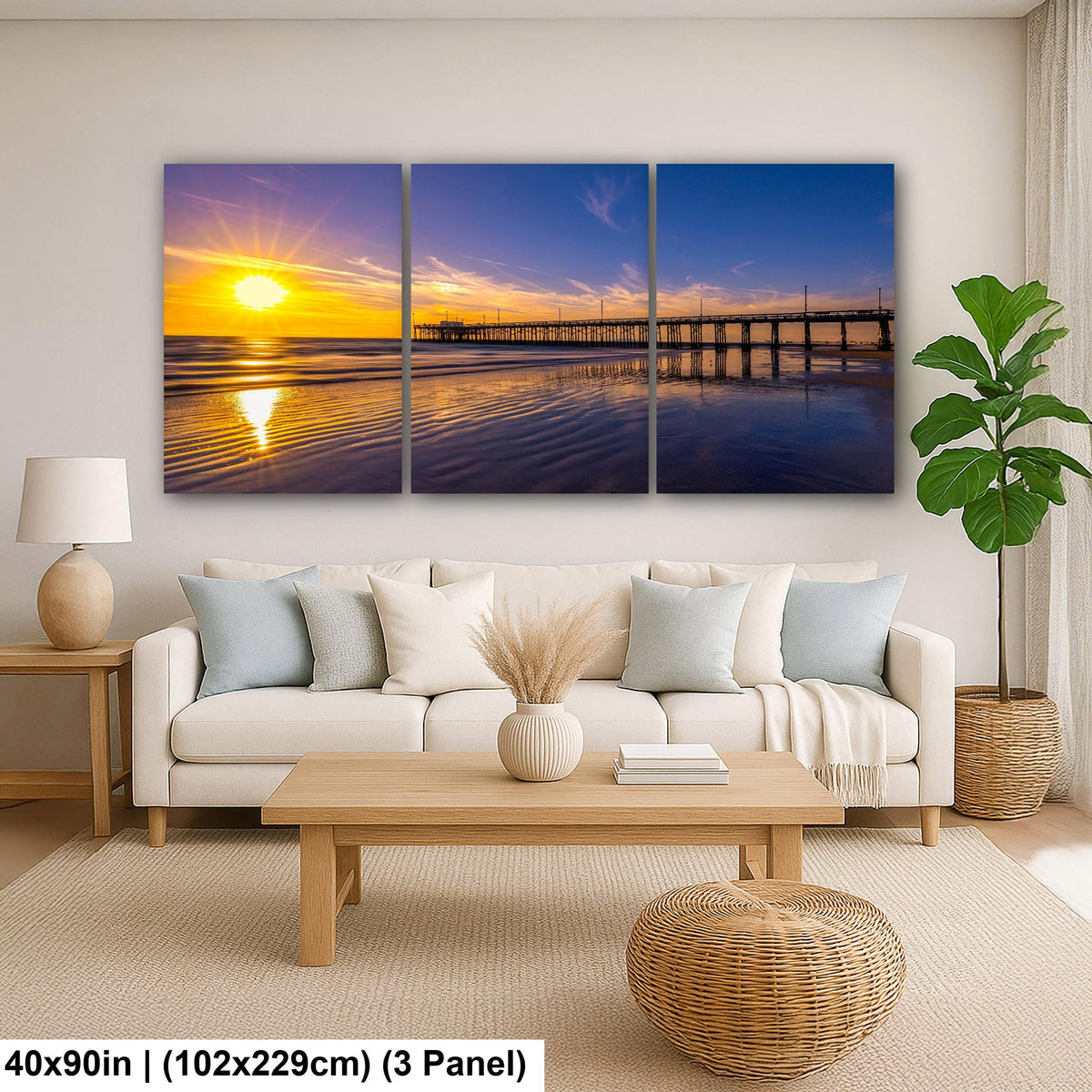Sunlit Shore: Newport Beach Pier California Sunset Photography Wall Art