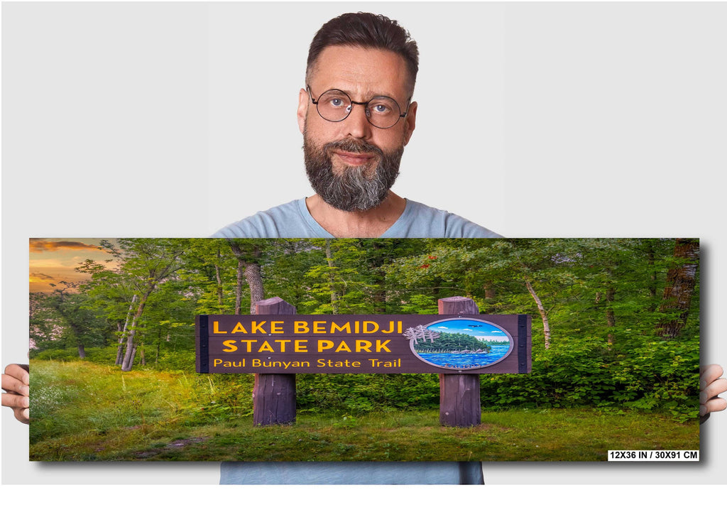 Lake Bemidji State Park Sign: Minnesota Forest Photography Wall Art