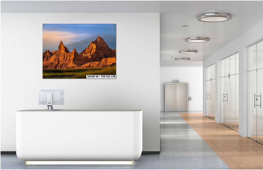 Badlands National Park: Spire Peaks Golden Hour, South Dakota Photography Wall Art