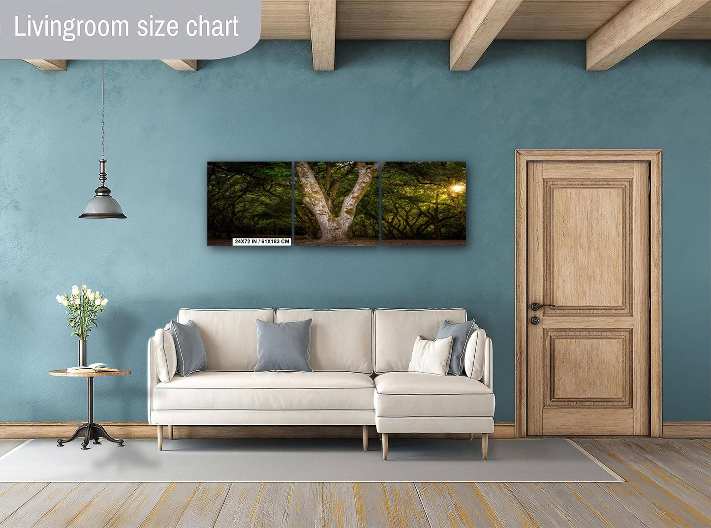 Oregon Forest Sunburst V-Trunk Tree Wall Art Photography Print, Woodland Light Rays Nature Canvas Wall Art, Pacific Northwest Metal Fine Art