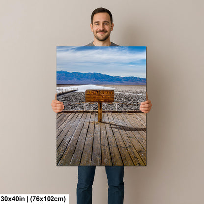 Badwater Basin Death Valley Photography Print, California Desert Landscape, Below Sea Level Sign, Mountain Wall Art