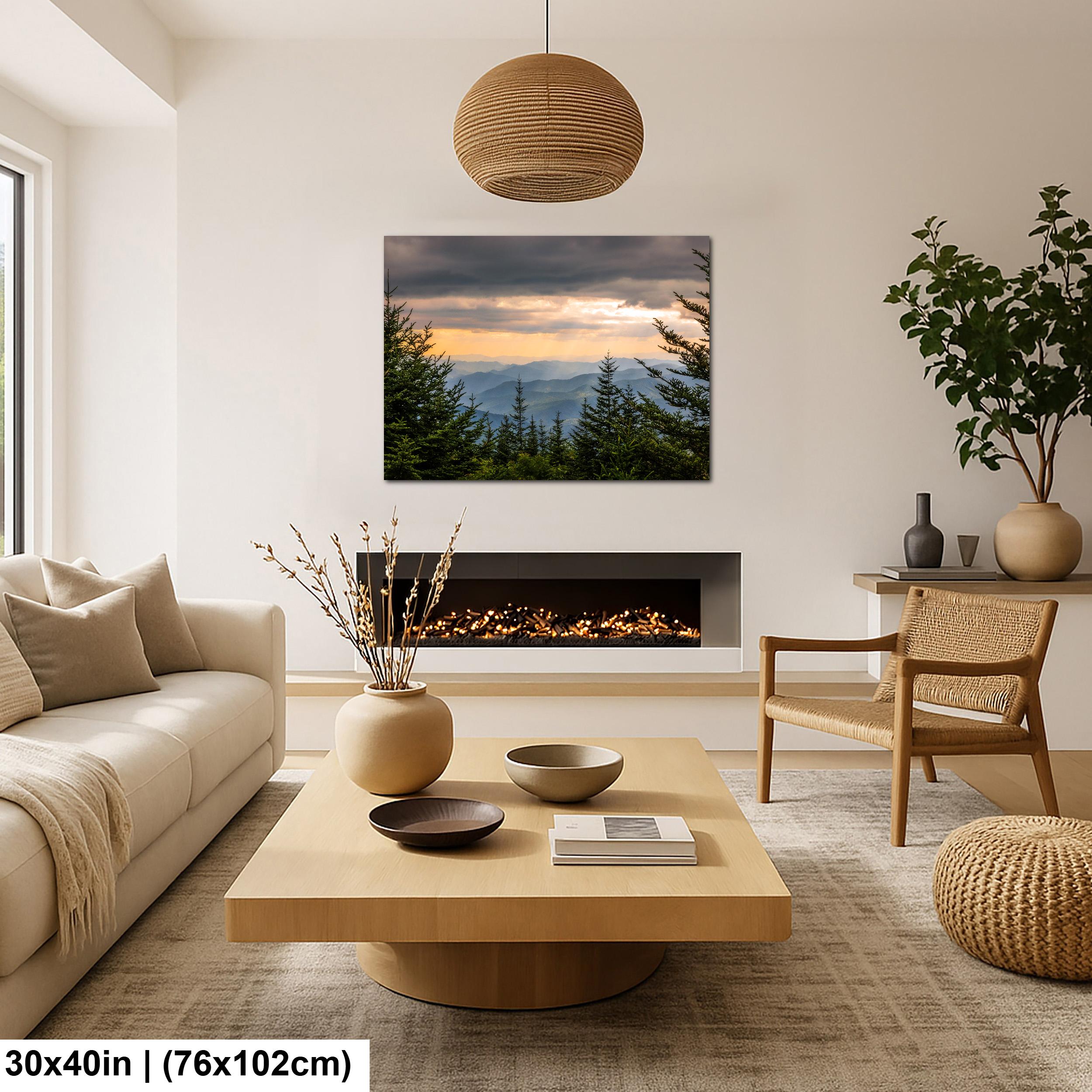 Mountain Glow: Sun Rays Great Smoky Mountains National Park Photo Wall Art