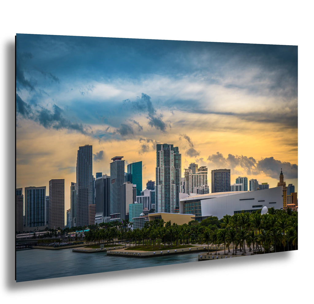 Miami Skyline Sunset Fine Art Photography Print, Biscayne Bay Cityscape, Florida Coastal Urban Wall Decor, Modern Landscape Artwork