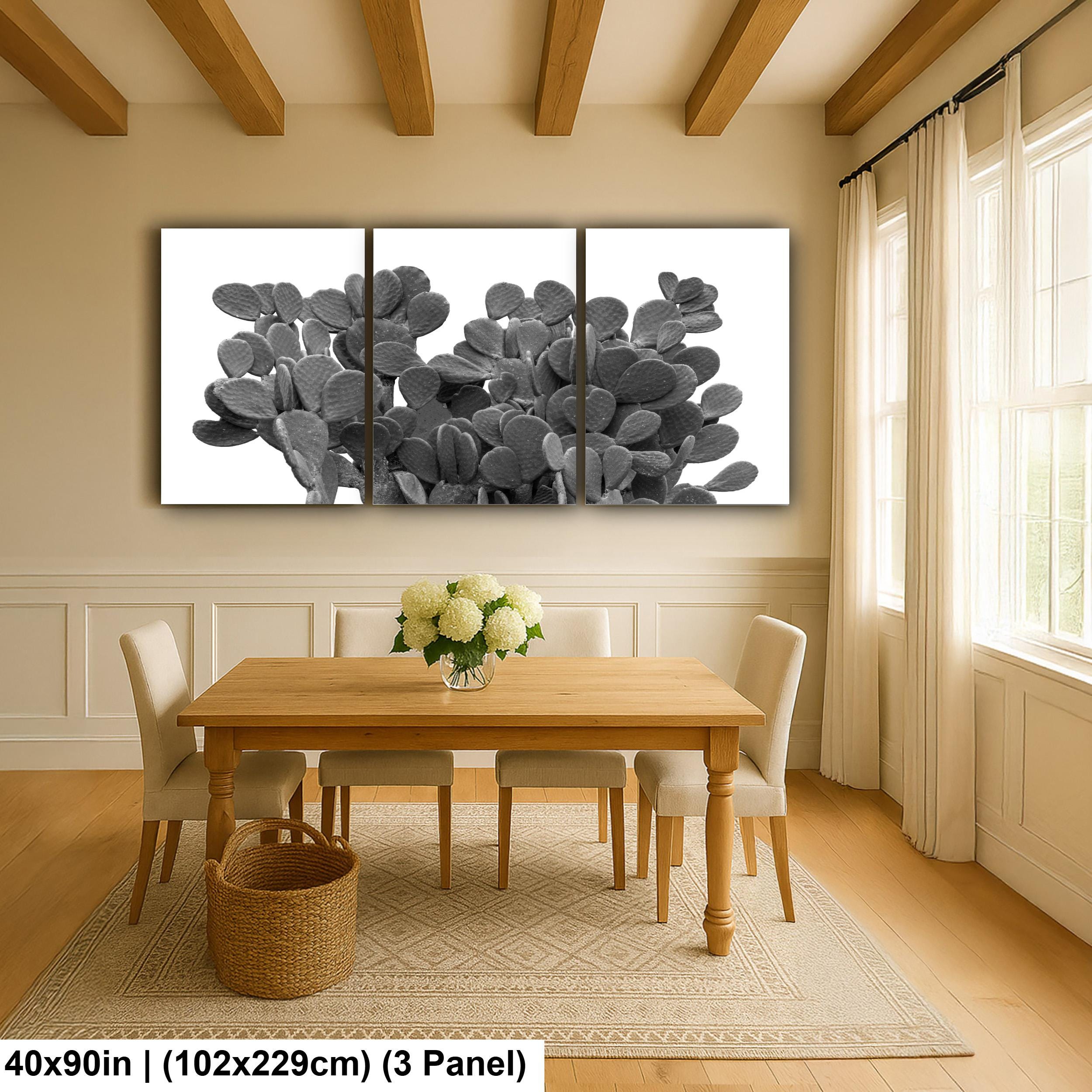 Black and White Bunny Ear Cactus Modern Desert Photography Wall Art