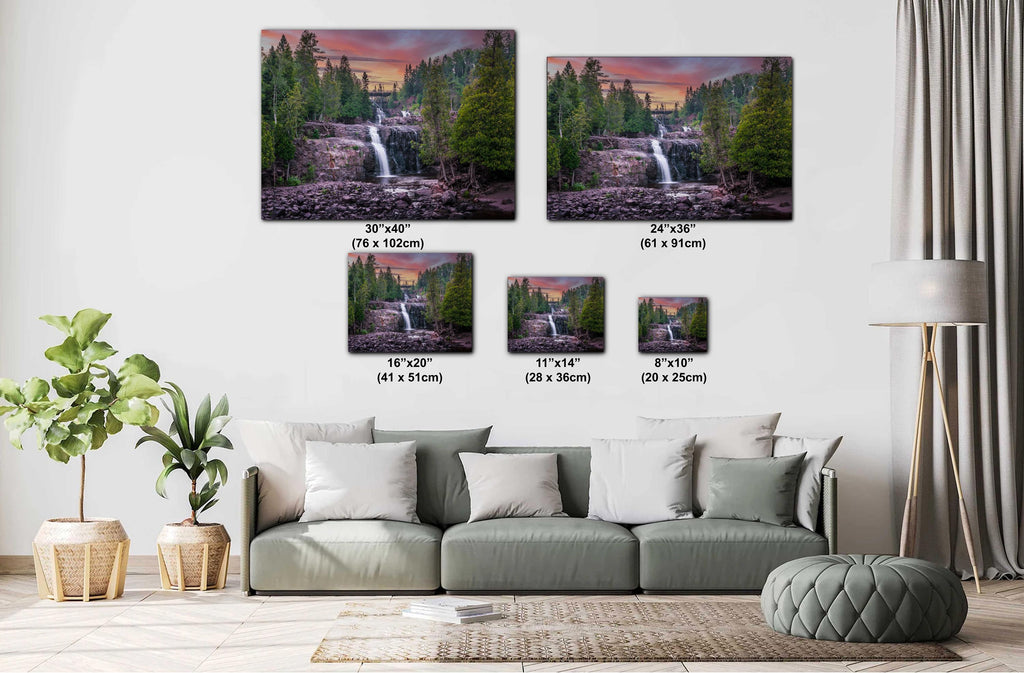 Gooseberry Falls Sunset: Minnesota State Park Waterfall Photography Wall Art