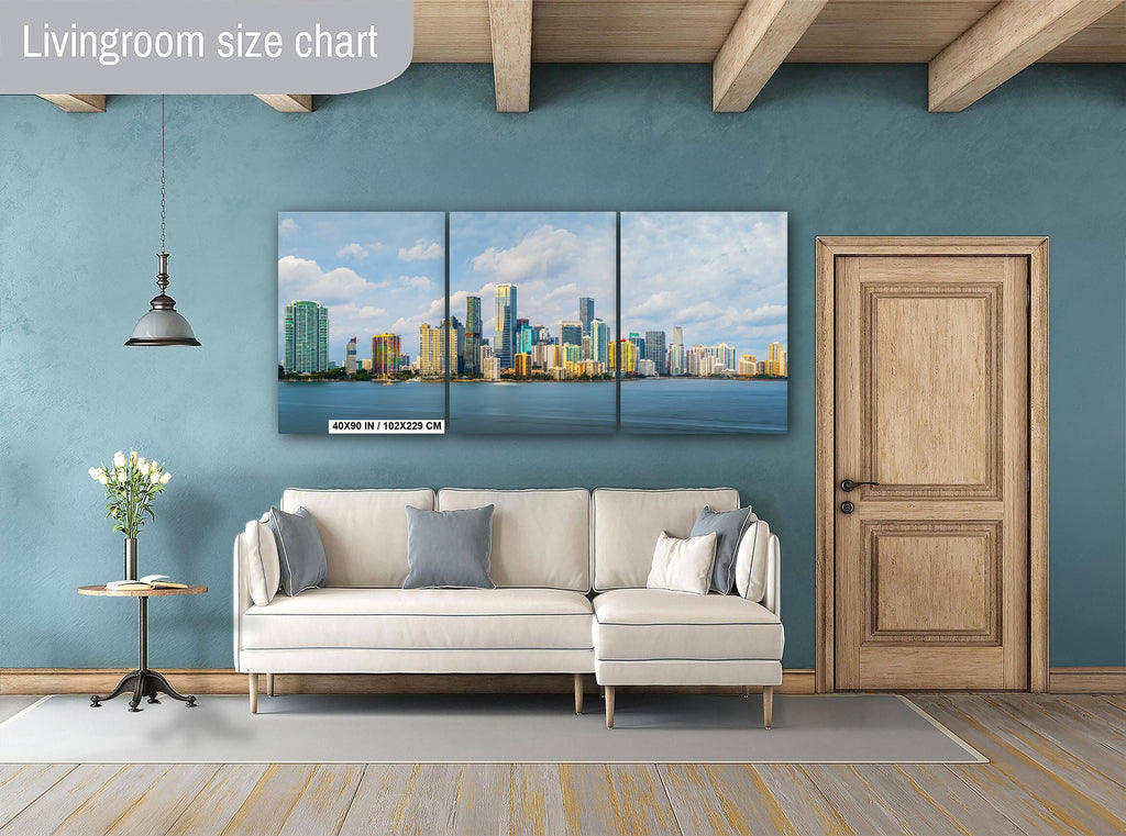 Miami Skyline Metal Print - Panoramic Wall Art With Biscayne Bay Coastal View