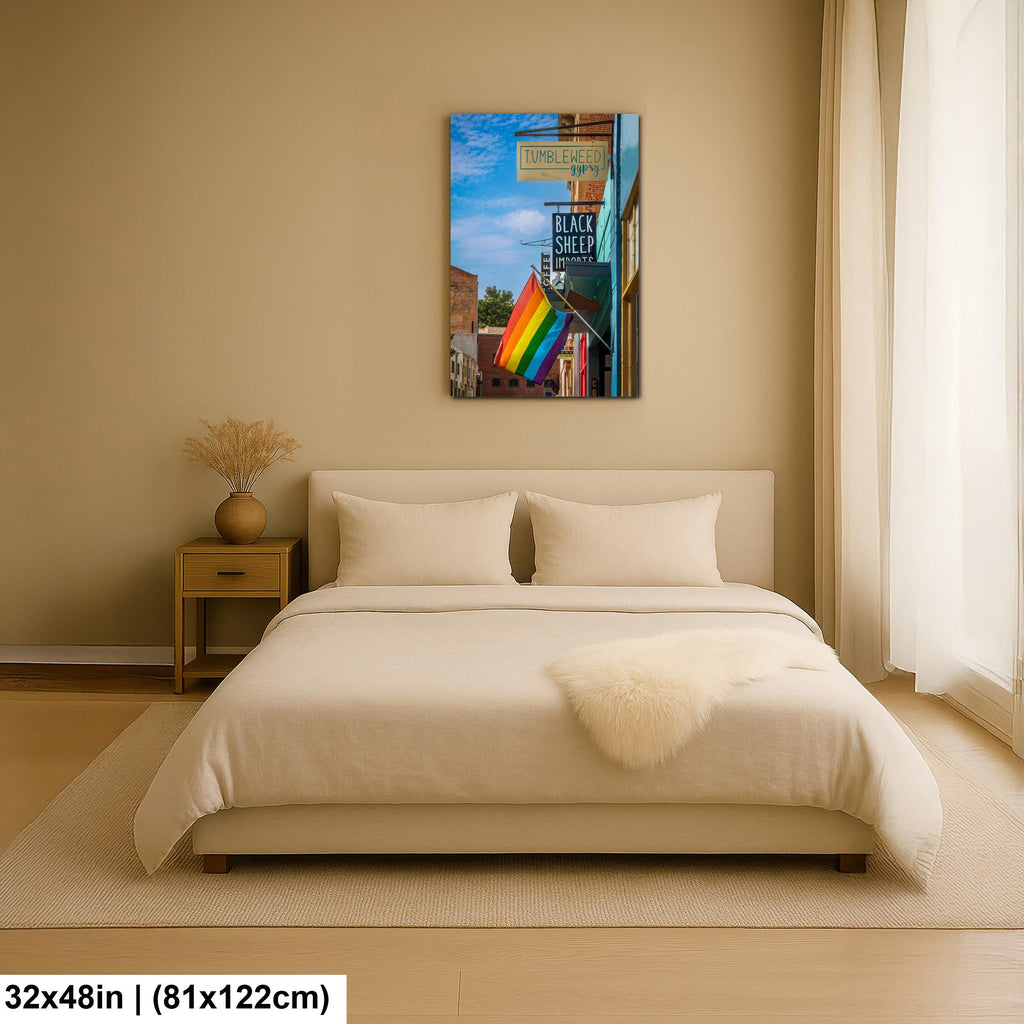 Bisbee Street Scene with Pride Flag Colorful Arizona Downtown Photography Wall Art