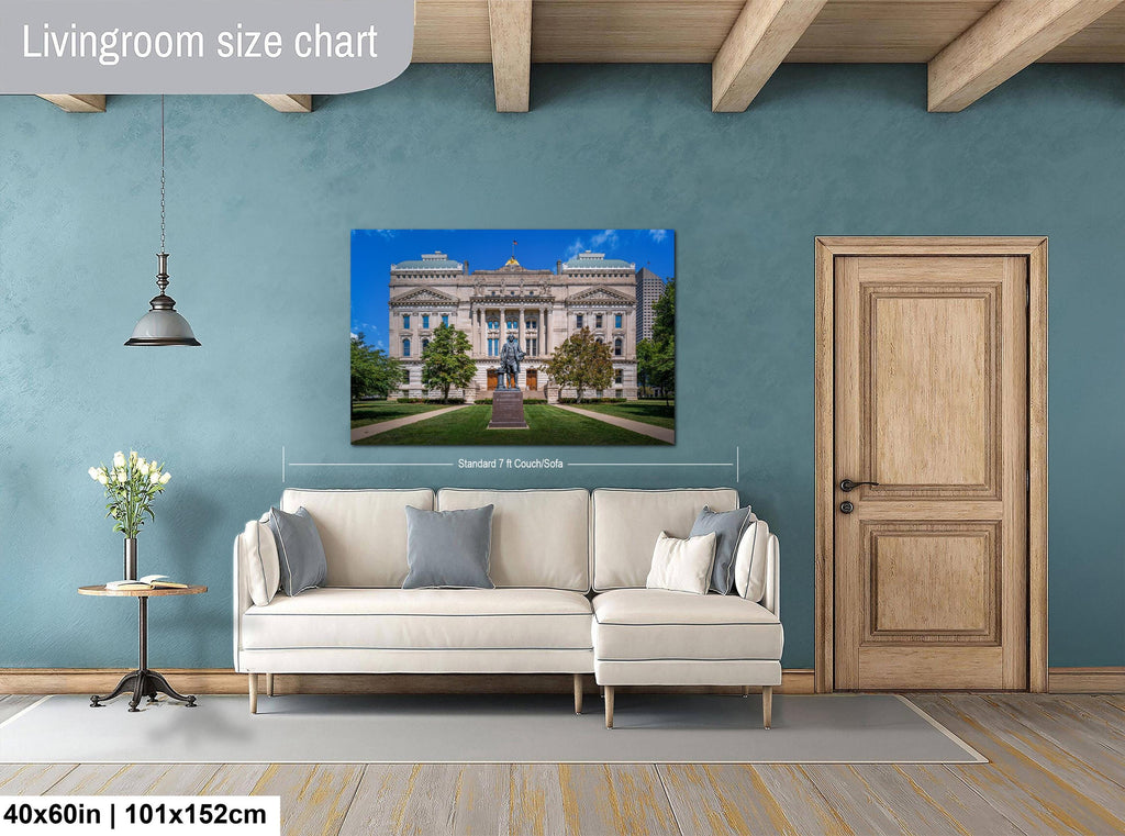Indiana Statehouse Architecture with George Washington Statue Photography Wall Art