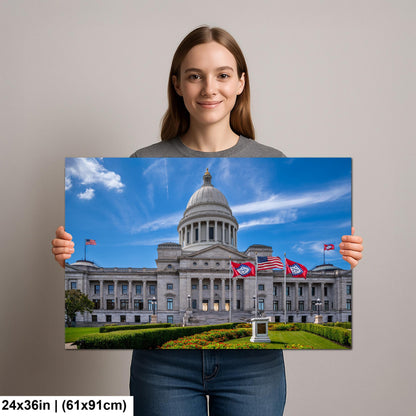 Arkansas State Capitol with Flags, Little Rock Arkansas, Photography Print Wall Art