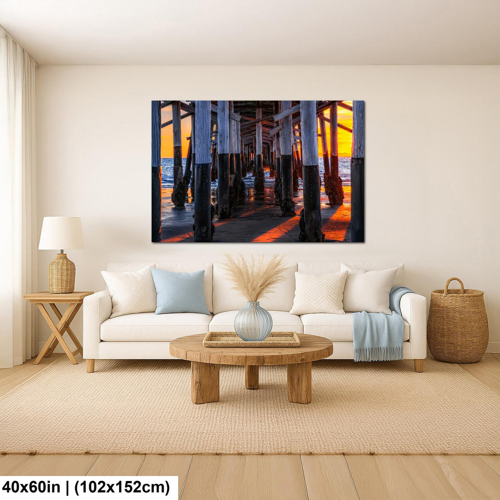 Beneath the Pier: Newport Beach California Sunset Photography Wall Art