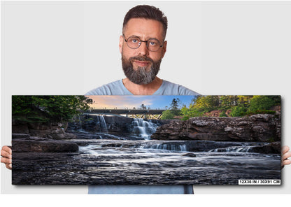 Gooseberry Falls Bridge Watercolor Style: Minnesota State Park Photography Wall Art